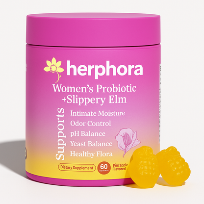 Herphora Balance Gummies - Feminine Probiotic with Slippery Elm for pH Balance, Gut Health & Intimate Support