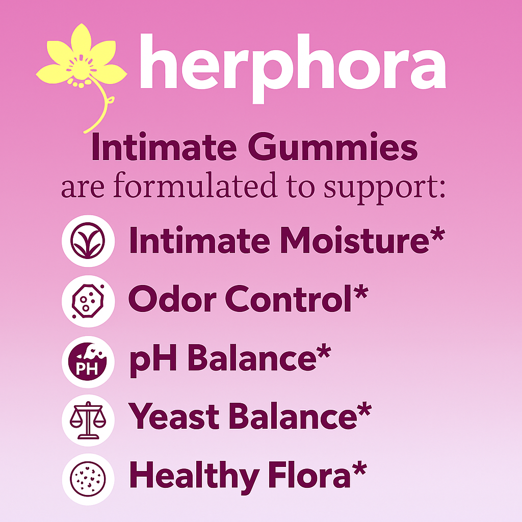 Herphora Balance Gummies - Feminine Probiotic with Slippery Elm for pH Balance, Gut Health & Intimate Support